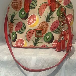 Dooney & Bourke Ambrosia Fruit Print Crossbody Bag - Orange/Red Trim